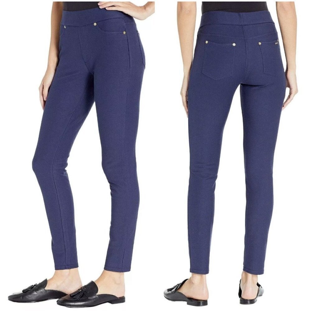 Michael Michael Kors Pull On Leggings Stretch Twill High Rise Pants Purple Sz M